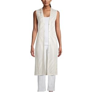CHICO’S best sweater palm stitch sleeveless coconut button down sheer versatile